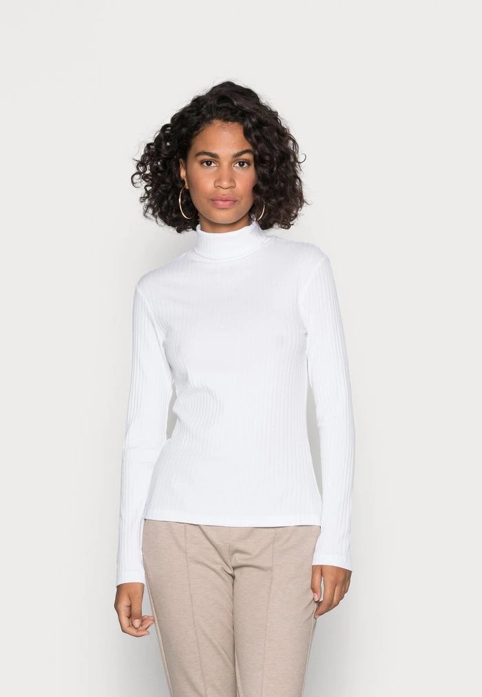 T-Shirt ANNA FIELD Anna Field Perkin Neck Longsleeve Blanche Femme | ELL-2435750